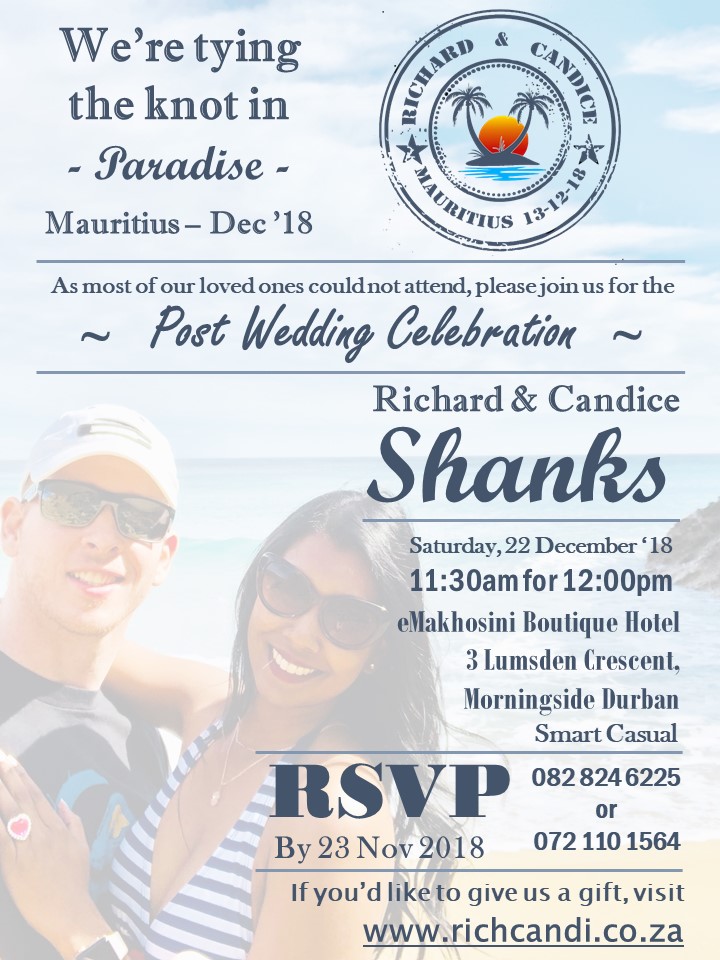 Rich & Candi - Post Wedding Celebration - Invite Rich & Candi - Post Wedding Celebration - Invite
